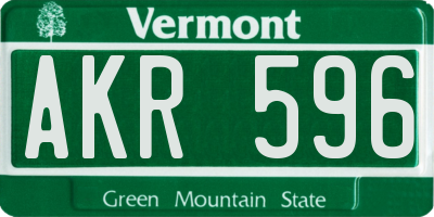 VT license plate AKR596