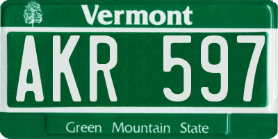 VT license plate AKR597