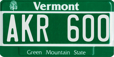 VT license plate AKR600