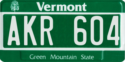 VT license plate AKR604