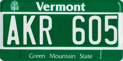 VT license plate AKR605