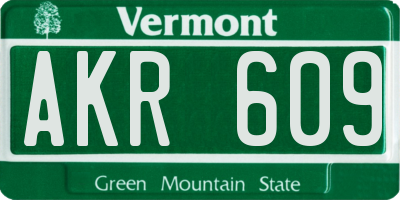 VT license plate AKR609