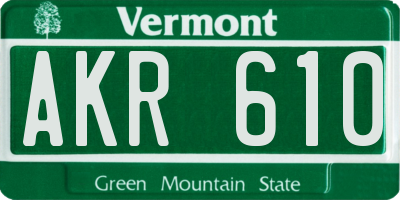 VT license plate AKR610