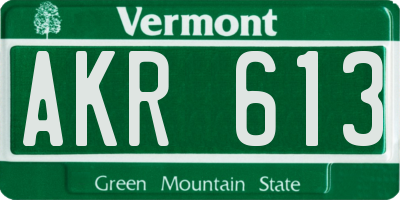 VT license plate AKR613