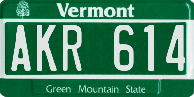 VT license plate AKR614
