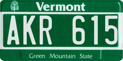 VT license plate AKR615