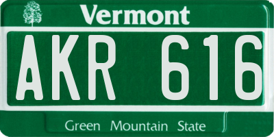 VT license plate AKR616