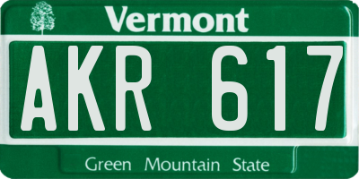 VT license plate AKR617