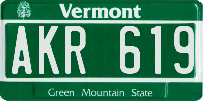 VT license plate AKR619