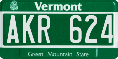 VT license plate AKR624
