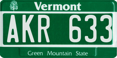 VT license plate AKR633