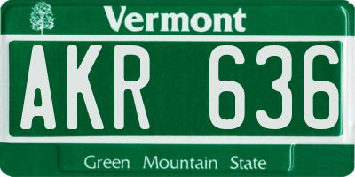 VT license plate AKR636