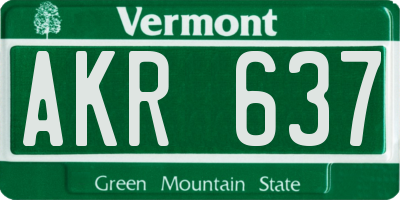 VT license plate AKR637