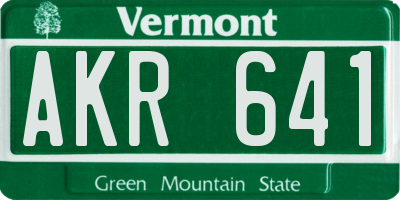 VT license plate AKR641