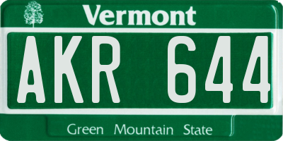 VT license plate AKR644