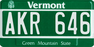 VT license plate AKR646