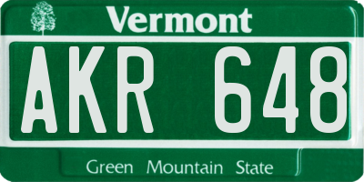 VT license plate AKR648