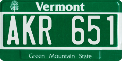 VT license plate AKR651