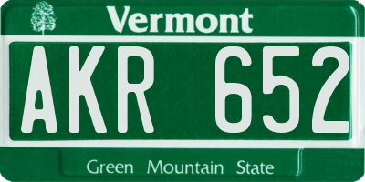 VT license plate AKR652