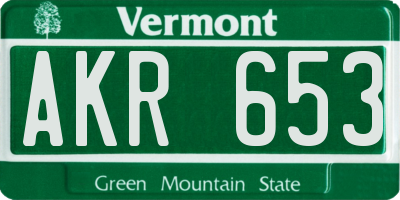 VT license plate AKR653