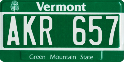 VT license plate AKR657