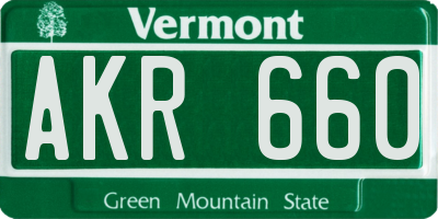 VT license plate AKR660