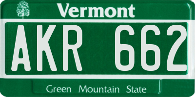 VT license plate AKR662