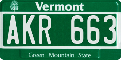 VT license plate AKR663