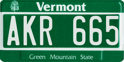 VT license plate AKR665