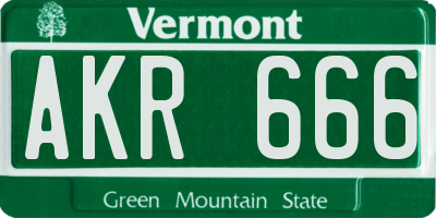 VT license plate AKR666
