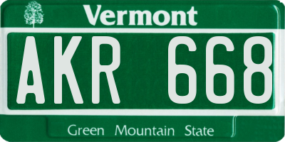 VT license plate AKR668