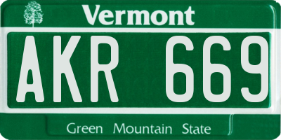 VT license plate AKR669