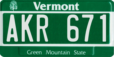 VT license plate AKR671