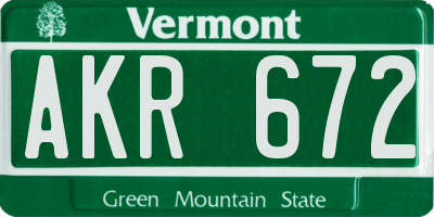 VT license plate AKR672