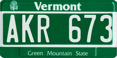 VT license plate AKR673