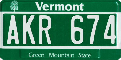 VT license plate AKR674