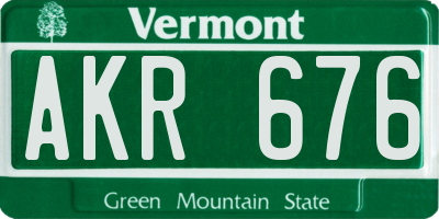VT license plate AKR676
