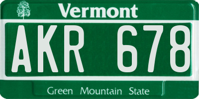 VT license plate AKR678
