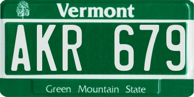VT license plate AKR679