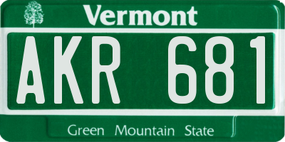 VT license plate AKR681