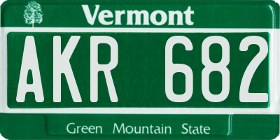 VT license plate AKR682