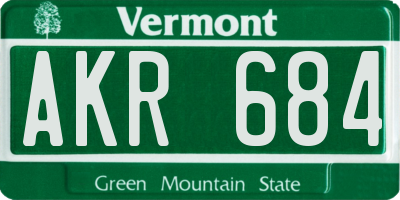 VT license plate AKR684