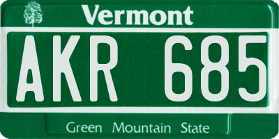 VT license plate AKR685