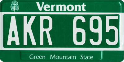VT license plate AKR695