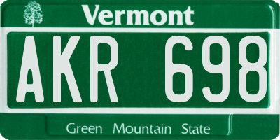 VT license plate AKR698