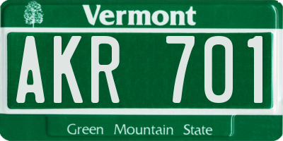 VT license plate AKR701