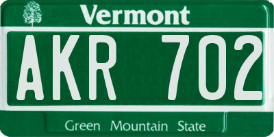 VT license plate AKR702