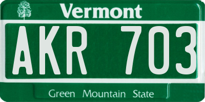 VT license plate AKR703