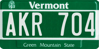 VT license plate AKR704
