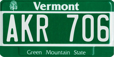 VT license plate AKR706